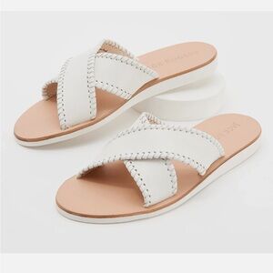 Jack Rogers White Leather Crisscross Slide Sandals